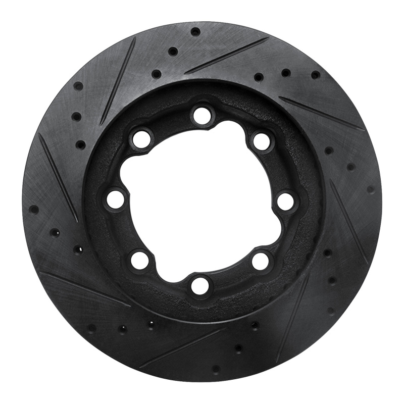 Chevrolet Suburban Brake Rotor (1) - Front Right - R1 Concepts - Drilled & Slotted - Black - `88-`00